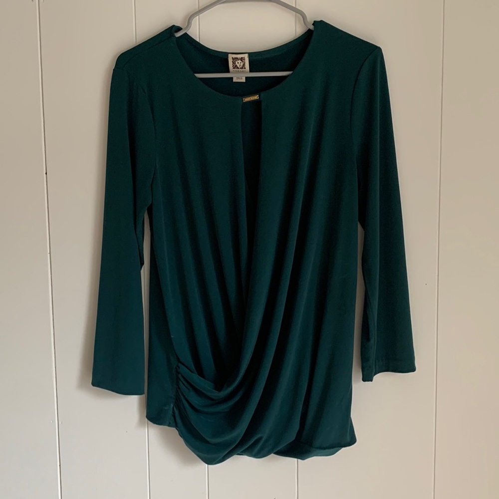 Size large Anne Klein long sleeve similar to forest green blouse.